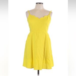 Yellow Scallop-Trim Dress